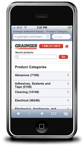 Grainger Mobile Pilot Screenshots - Category Browse