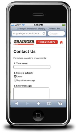 Grainger Mobile Pilot Screenshots - Contact Us