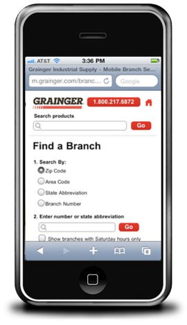 Grainger Mobile Pilot Screenshots - Find a Branch