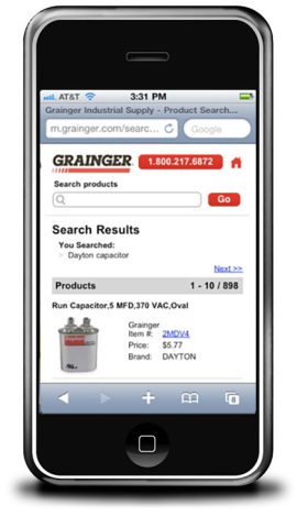 Grainger Mobile Pilot Screenshots - Search Results