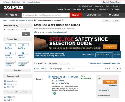 Grainger Shoe Finder Ad