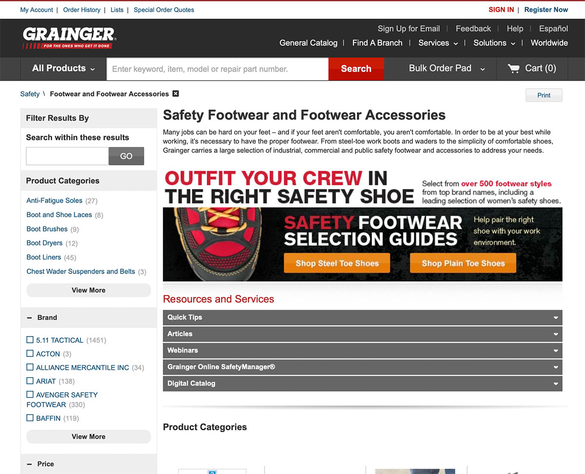 Grainger Shoe Finder Ad2